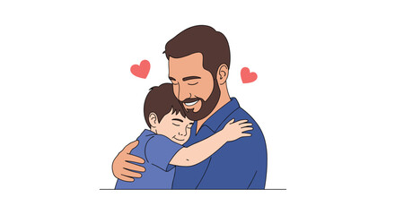 Loving father embraces his cherished son with great affection and happiness