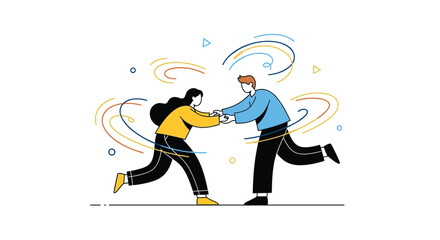 Naklejka premium Two people dancing together with energy and motion in a stylized artistic representation