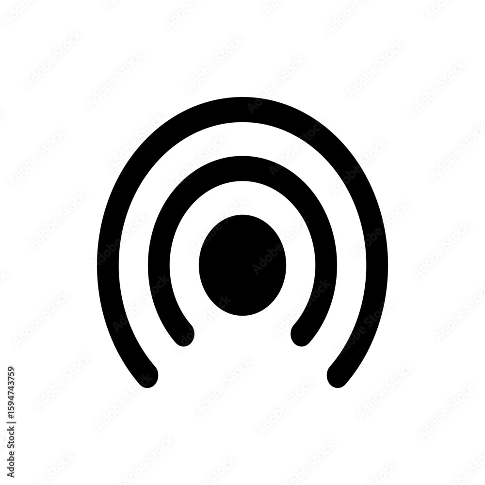 Poster illustration of a concentric circle design with a solid circle in the center and two partial circles