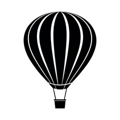 Fototapeta premium Classic hot air balloon with basket suspended below Silhouette Vector illustration
