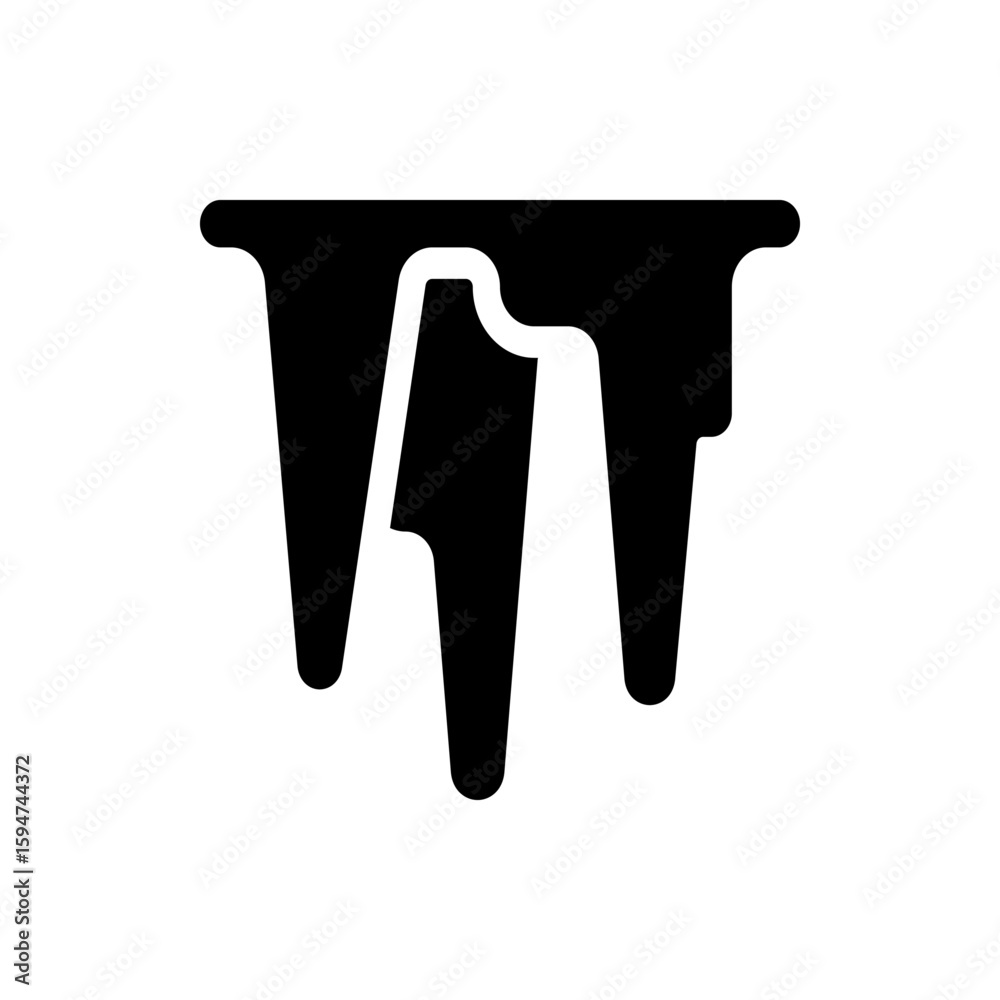 Poster illustration of a dripping shape with three distinct drips, one with a unique angular cut out design