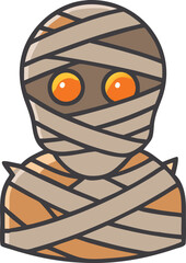 Cute Cartoon Mummy Character With Glowing Eyes For Halloween Fun Illustration