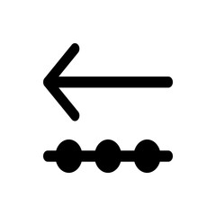 Black left arrow above a horizontal line with three circles indicating more options or navigation elements