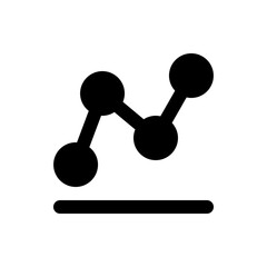 Black line graph with three data points connected on a horizontal line at the bottom of the image
