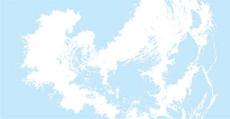 The airy blue backdrop is beautifully contrasted by the swirling, organic white shapes, creating an abstract image that conveys a sense of freedom and serenity