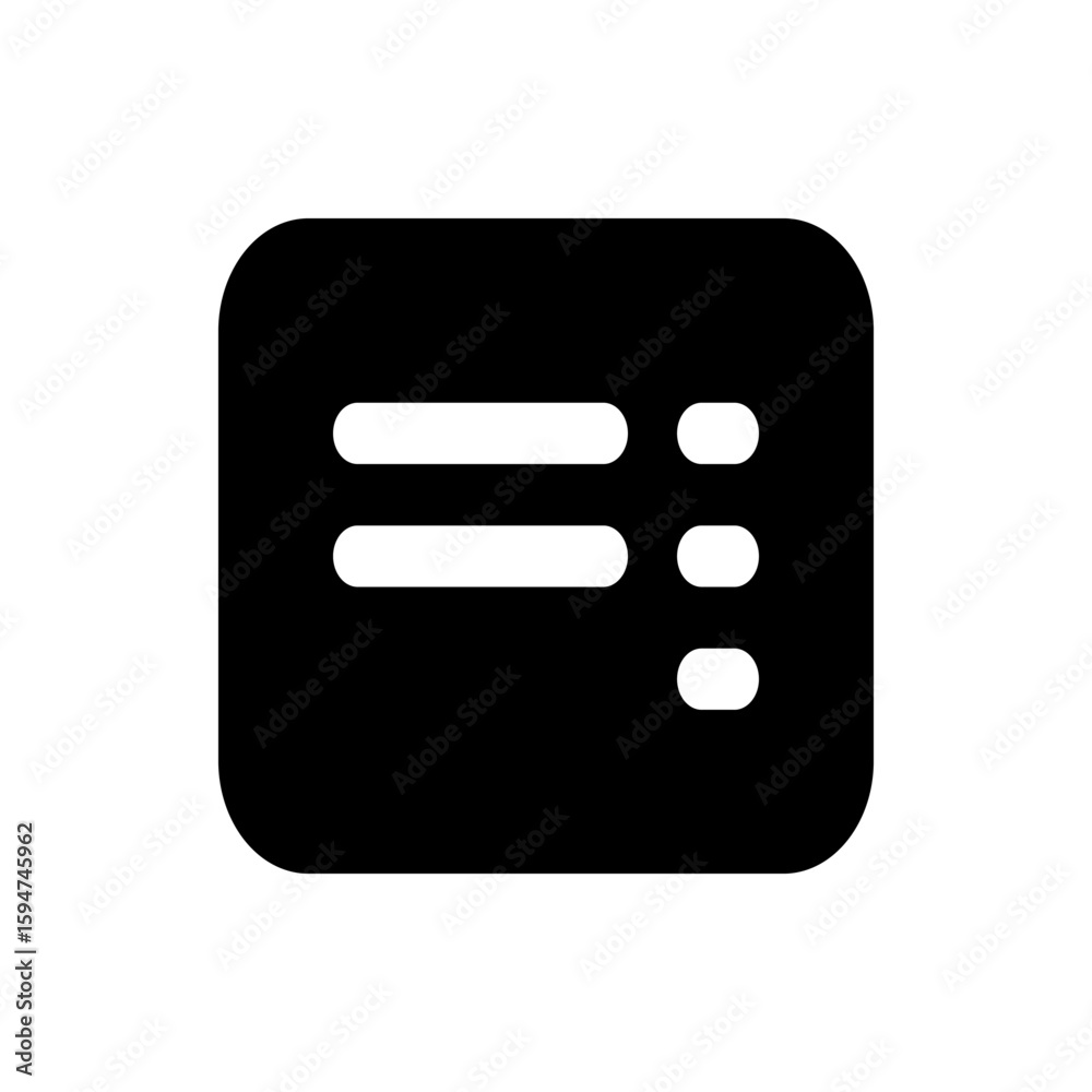 Poster black rounded rectangle containing two horizontal lines and three vertically aligned circles on the 