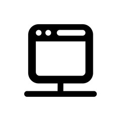 Illustration of a black computer monitor with a rounded screen and a rectangular base stand design icon