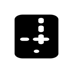 Illustration of a black game controller with a plus sign and a line of circles on a white background