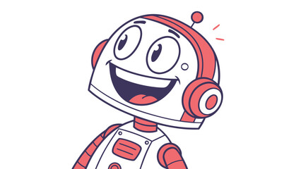 Robotics in minimal style, happy mood - vector illustration
