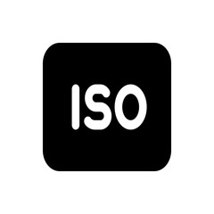 Iso icon displayed in white against a black rounded square background providing a clear visual symbol