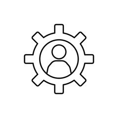 Icon a user gear, isolated against a clean background.
