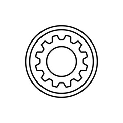 Icon a dashed gear, isolated against a clean background.
