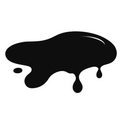 Black puddle of liquid spilled vector icon on white background.