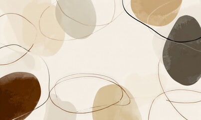 Abstract Watercolor Background With Organic Shapes And Lines