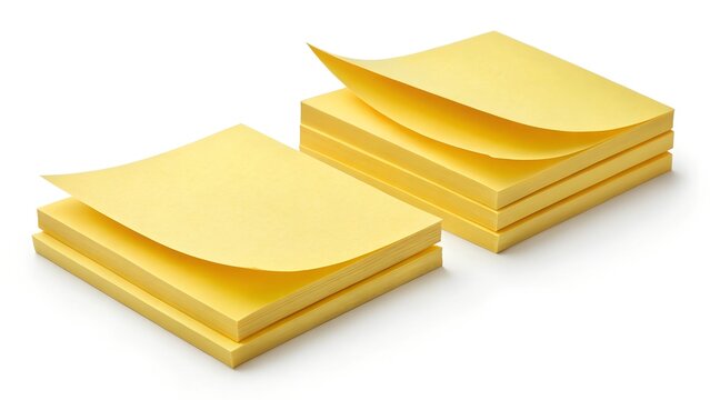 yellow sticky note paper sheets with shadow isolated on white or transparent.