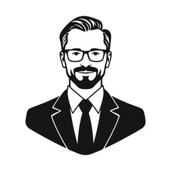 Man icon, businessman avatar vector, office worker icon, hipster face design, graphic male portrait, businessman avatar, bearded man, office worker, hipster face, male portrait