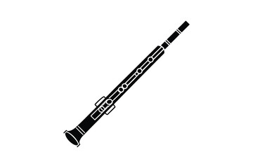 Detailed Clarinet Illustration in Black and White A Musical Instrument Depicted with Precision and Clarity in Silhouette Style silhouette