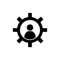 Icon a user gear, isolated against a clean background.
