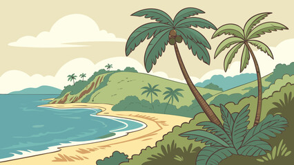 Obraz premium tropical beach with palm trees