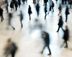 People in Motion – Blurred Lobby Scene from Above