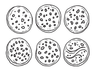 Naan line drawing food vector