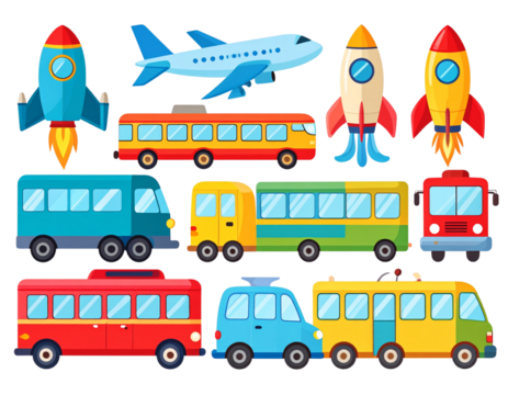  "Kids Transport Vehicles Clipart Set"  - Powered by Adobe