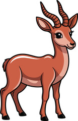 Obraz premium Cartoon Gazelle with brown coat and horn transparent vector png