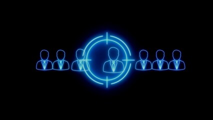 Targeting the right candidate represented by neon circle for recruitment and job placement