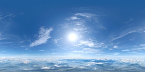 Obraz premium 360 degrees panoramic view of clear blue sky hdri environment for scenic landscapes
