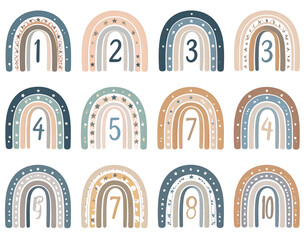 Boho Rainbow Baby Milestone Numbers
