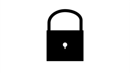 Black Padlock Icon Simple Security Symbol White Background Closed Lock Keyhole Graphic Element image