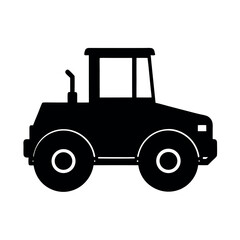 Asphalt road roller with wide compactor drum Silhouette Vector illustration