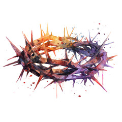Obraz premium Watercolor Crown of Thorns Illustration - Easter, Lent, Religious Art, Jesus Christ, Passion, Sacrifice, Resurrection, Faith, Christianity, Spiritual