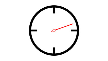 Minimalist Clock Face Red Hand Black Outline White Background Simple Time Gauge Meter image