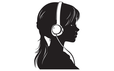 Anime Girl with Headphones Silhouette  Cool Manga Music Art Vector