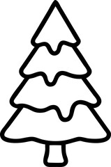 Evergreen Icon: A simple, yet elegant line drawing of a classic evergreen tree, embodying the essence of nature's resilience and the festive spirit of the season.