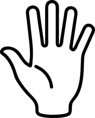 Black silhouette vector of an isolated human hand with fingers, a symbolic icon illustration
