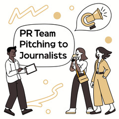 Naklejka premium Diverse PR Team Pitching a Story to Journalists