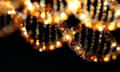 Abstract bokeh lights forming a DNA strand shape - Powered by Adobe
