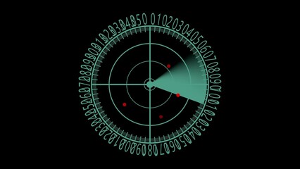 Radar Screen Displaying Targets with Rotating Sweep and Numbers
