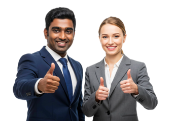 Man and Woman Business Team Giving Thumbs Up, Office Worker.