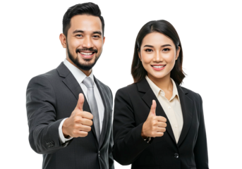 Man and Woman Business Team Giving Thumbs Up, Office Worker.