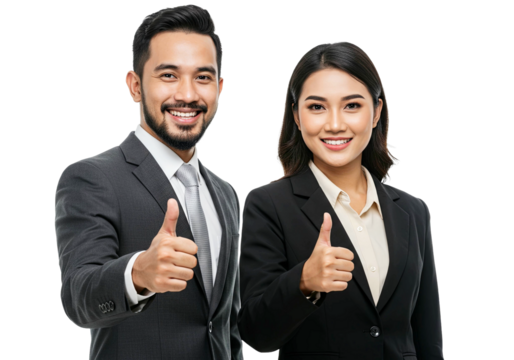 Man and Woman Business Team Giving Thumbs Up, Office Worker. - Powered by Adobe