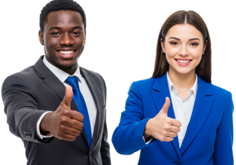 Man and Woman Business Team Giving Thumbs Up, Office Worker.