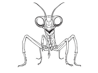 praying mantis simple vector art