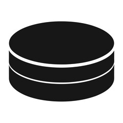A sleek black hockey puck vector icon  on  white background.