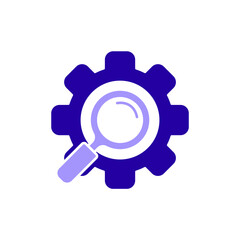 Icon a gear search, isolated against a clean background.
