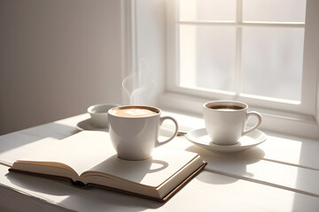 cup of coffee and book