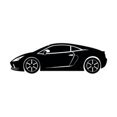 Naklejka premium Modern sports car with aerodynamic body shape Silhouette Vector illustration