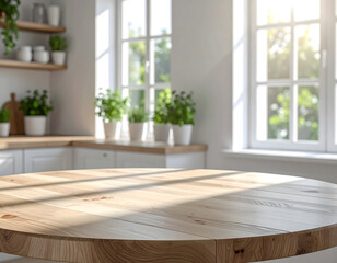 Fototapeta premium Round wooden table